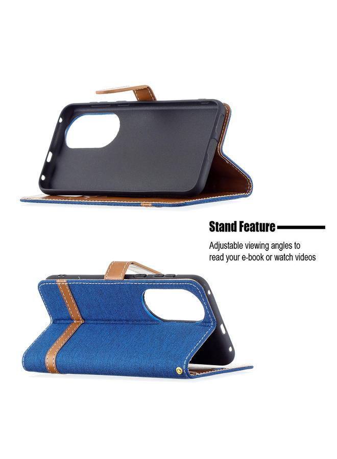 S-TOP Case For Huawei P50 Color Matching Denim Texture Horizontal Flip Leather Case with Holder & Card Slots & Wallet & Lanyard - Image 4