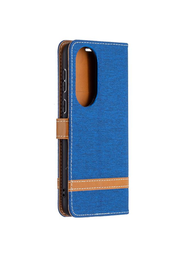 S-TOP Case For Huawei P50 Color Matching Denim Texture Horizontal Flip Leather Case with Holder & Card Slots & Wallet & Lanyard - Image 3