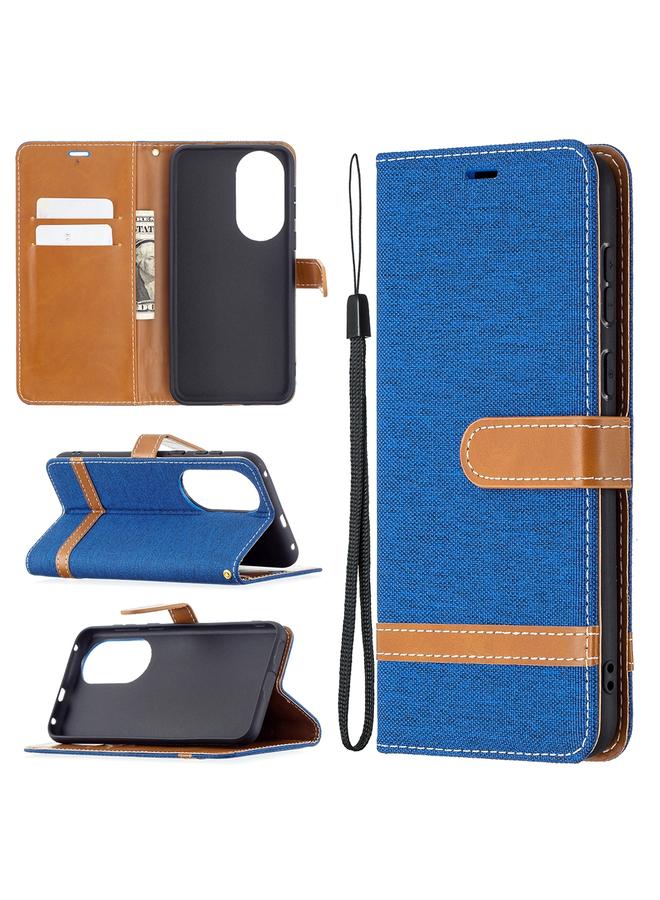 S-TOP Case For Huawei P50 Color Matching Denim Texture Horizontal Flip Leather Case with Holder & Card Slots & Wallet & Lanyard - Image 1