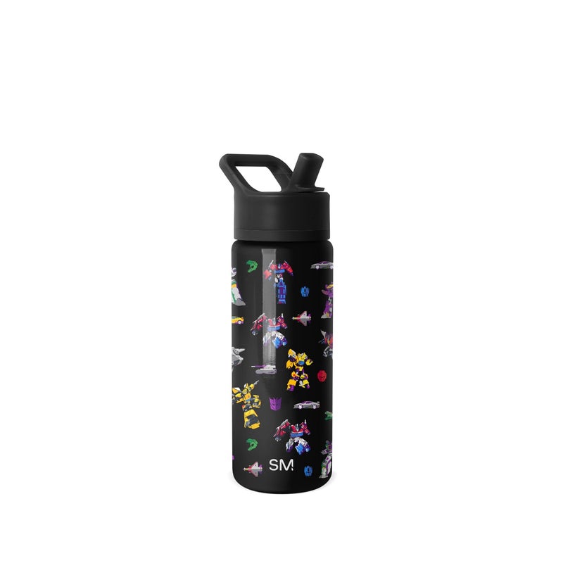 Simple Modern Transformers Kids Water Bottle with Straw Lid 18oz Insulated Stainless Steel Kids Tumbler Spill Proof Toddler Cup for School Girls Boys Summit Block Nation - Image 2