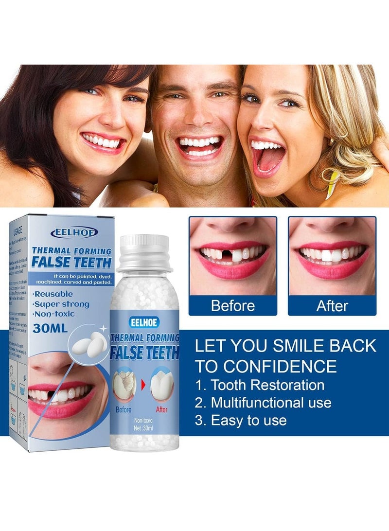 EELHOE طقم إصلاح الأسنان DIY، طقم إصلاح الأسنان المؤقتة، أسنان صناعية ذات تشكيل حراري، حبيبات إصلاح الأسنان، خرز إصلاح الأسنان، لملء الأسنان المفقودة المكسورة، أسنان صناعية قابلة للتشكيل (قطعة واحدة) - Image 3