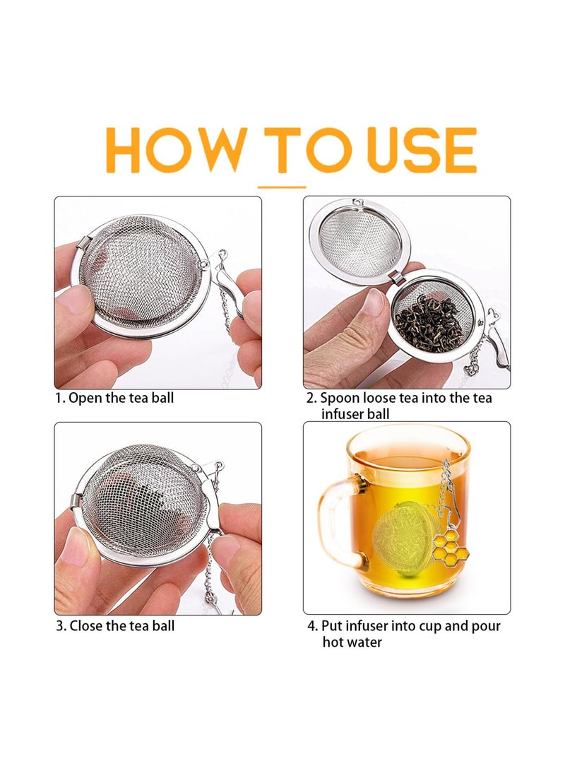 2 Pack Tea Strainers for Loose Tea Stainless Steel Tea Ball, Tea infuser with Honeybee & Beehive Charm  - Image 4