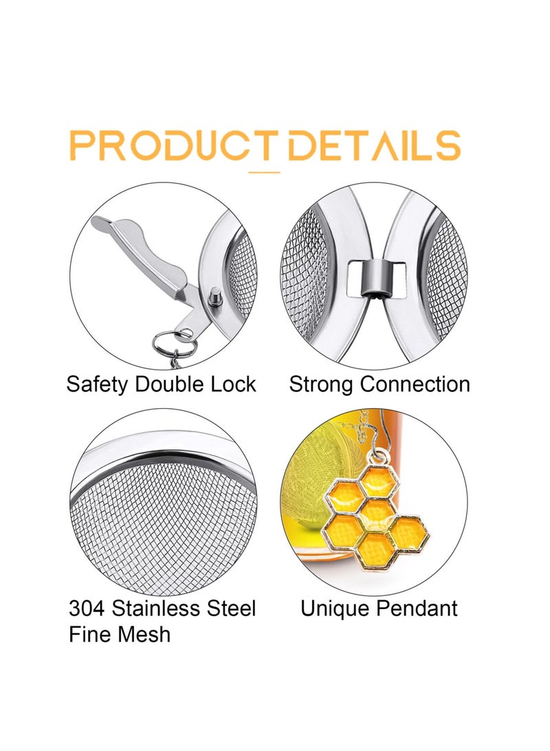 2 Pack Tea Strainers for Loose Tea Stainless Steel Tea Ball, Tea infuser with Honeybee & Beehive Charm  - Image 2