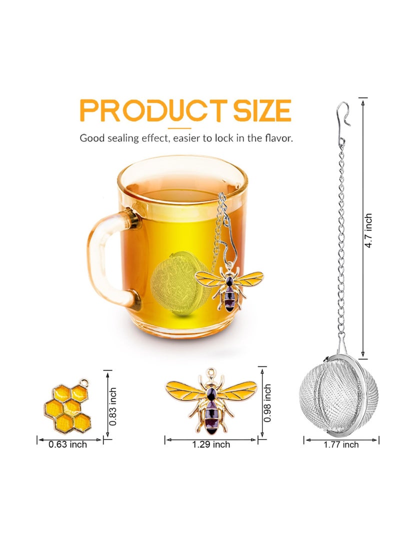 2 Pack Tea Strainers for Loose Tea Stainless Steel Tea Ball, Tea infuser with Honeybee & Beehive Charm  - Image 3