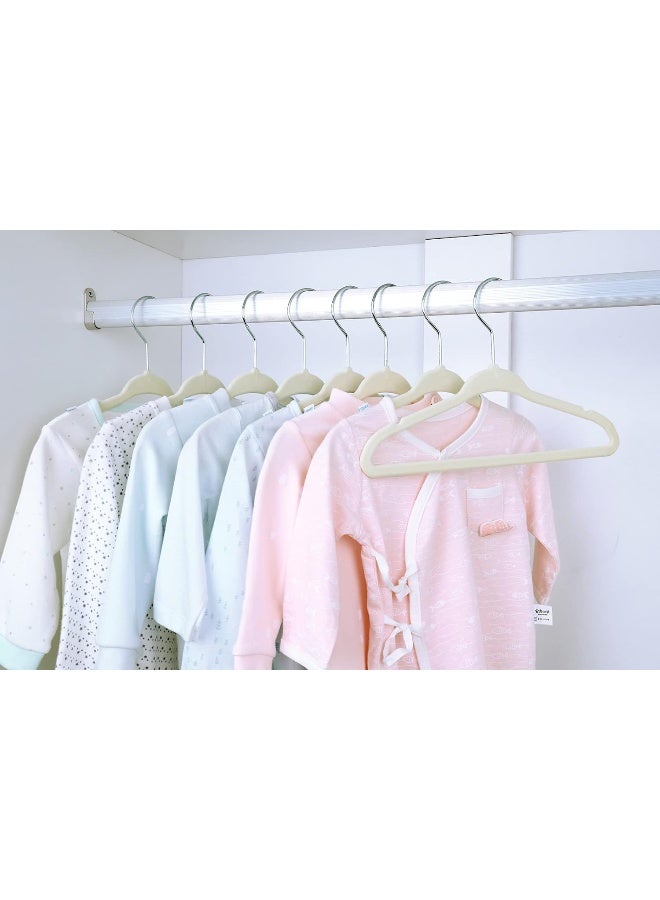 ManGotree 30 Pack 11inch Baby Clothes Hangers, Velvet Kids Toddlers Coat Hangers with Ultra Thin & Non-Slip Design (Beige) - Image 5