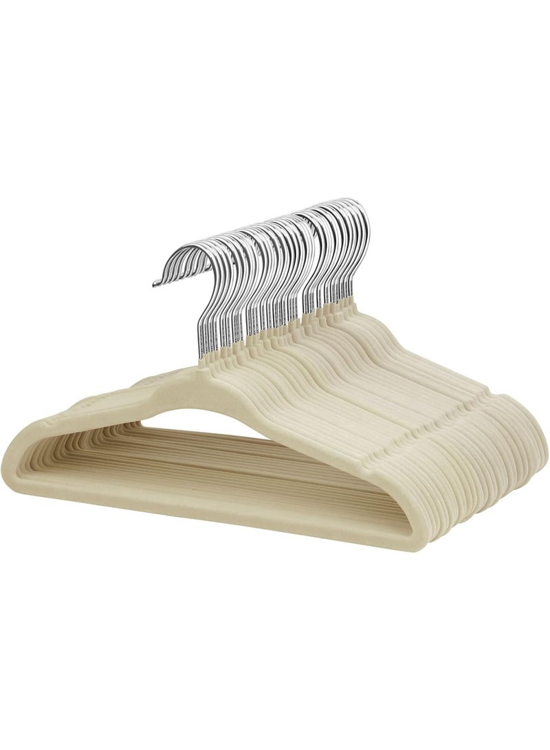 ManGotree 30 Pack 11inch Baby Clothes Hangers, Velvet Kids Toddlers Coat Hangers with Ultra Thin & Non-Slip Design (Beige) - Image 1