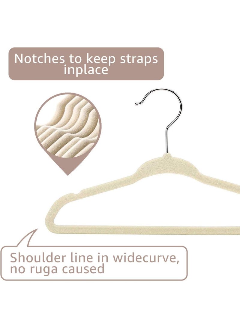 ManGotree 30 Pack 11inch Baby Clothes Hangers, Velvet Kids Toddlers Coat Hangers with Ultra Thin & Non-Slip Design (Beige) - Image 4