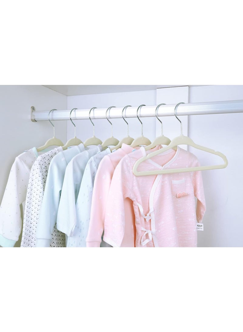 ManGotree 30 Pack 11inch Baby Clothes Hangers, Velvet Kids Toddlers Coat Hangers with Ultra Thin & Non-Slip Design (Beige) - Image 3