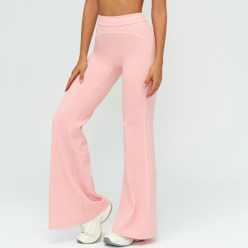 Zechuang Autumn/Winter Brushed Wide Leg Pants, High Waist, Color Block, Loose Fit Casual Long Trousers for Outdoor Sports and Fitness