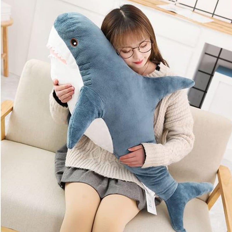 OUKEYI 30 Inch Giant Shark Stuffed Animal Pillow, Soft Shark Plush Pillow for Kids, Comfortable Sleeping Pillow Back Cushion Doll Gift for Kids (Blue) - Image 2