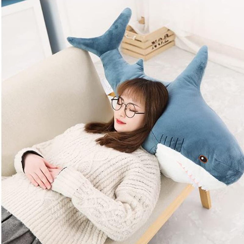 OUKEYI 30 Inch Giant Shark Stuffed Animal Pillow, Soft Shark Plush Pillow for Kids, Comfortable Sleeping Pillow Back Cushion Doll Gift for Kids (Blue) - Image 5