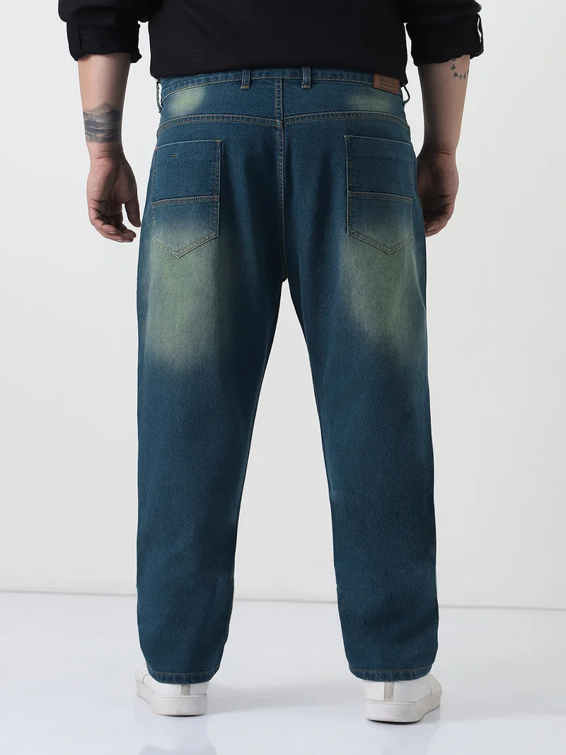 Urbano Fashion  Urbano Plus Men's Light Blue Straight Fit Heavy Washed Jeans Stretchable  | Best Price UAE