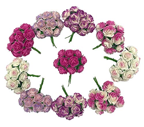 RATREE 888 100 pcs mini Rose Mixed Pink Colors Mulberry Paper Flower 15-18 mm Scrap Booking Wedding DIY Craft Supplies Card, Small Roses (Mixed Pink) - Image 2
