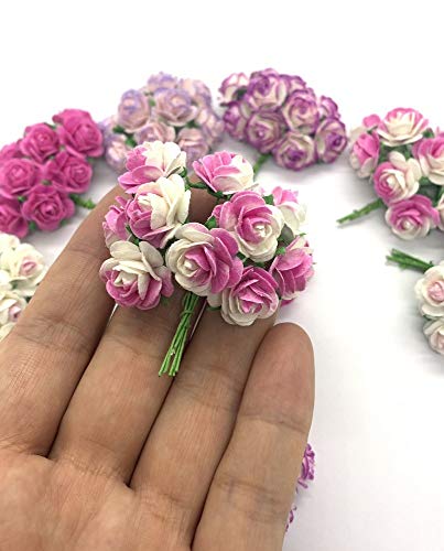 RATREE 888 100 pcs mini Rose Mixed Pink Colors Mulberry Paper Flower 15-18 mm Scrap Booking Wedding DIY Craft Supplies Card, Small Roses (Mixed Pink) - Image 3