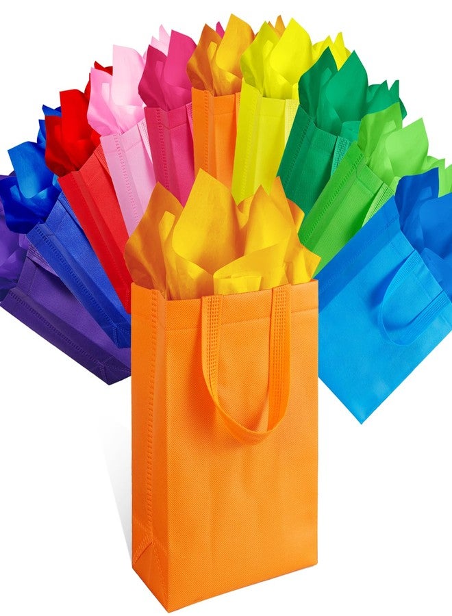 SPERPAND 30 Pcs Medium Gift Bags with Handles, Rainbow Reusable Gift Bag with Tissues Non-Woven Party Favor Bags for Kids Birthday, Baby Shower, Wedding Party Supplies - Image 1