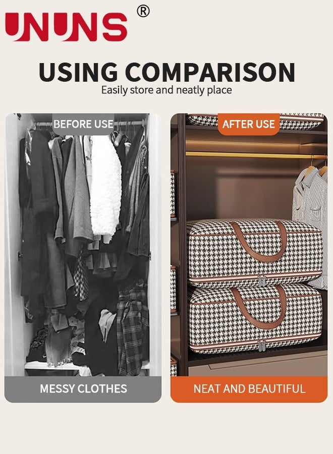 UNUNS Large Capacity Storage Moving Bags,4 Pack Houndstooth Pattern 4 Sizes Foldable Moving Bag,Clothes Storage Bag Organizer for Comforters,Blankets,Bedding,Sorting Box - Image 4