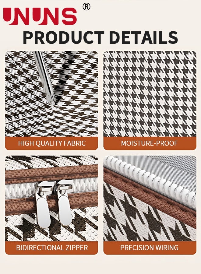 UNUNS Large Capacity Storage Moving Bags,4 Pack Houndstooth Pattern 4 Sizes Foldable Moving Bag,Clothes Storage Bag Organizer for Comforters,Blankets,Bedding,Sorting Box - Image 3