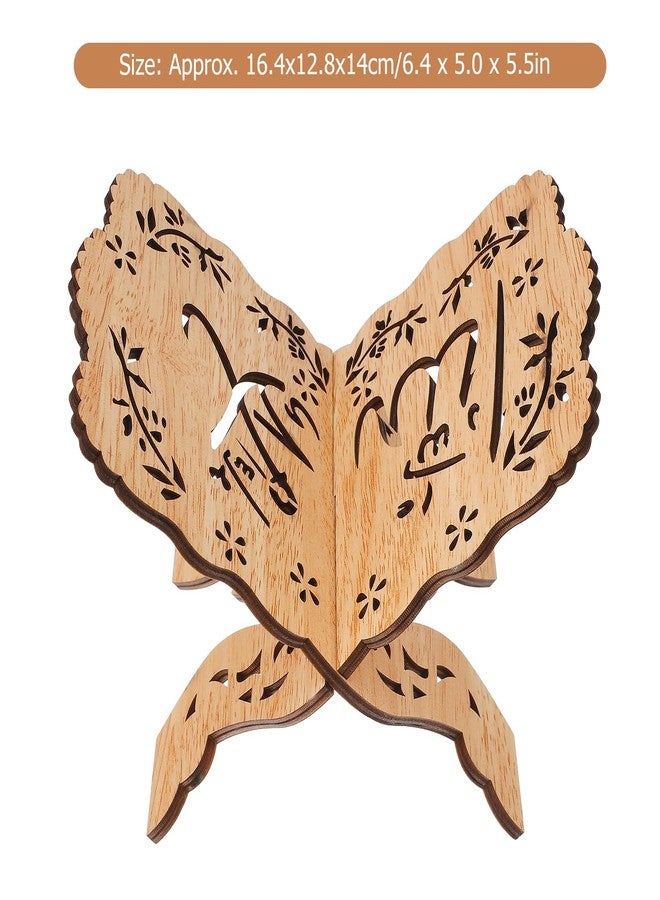 Amosfun Arabic Decor Holder Book Stand, Prayer Book Bible Stand, Wooden Folding Book Stand Holder, Muslim Prayer Reading Book Holder Organizer for Church Eid Party Supplies Books Ornament - Image 2