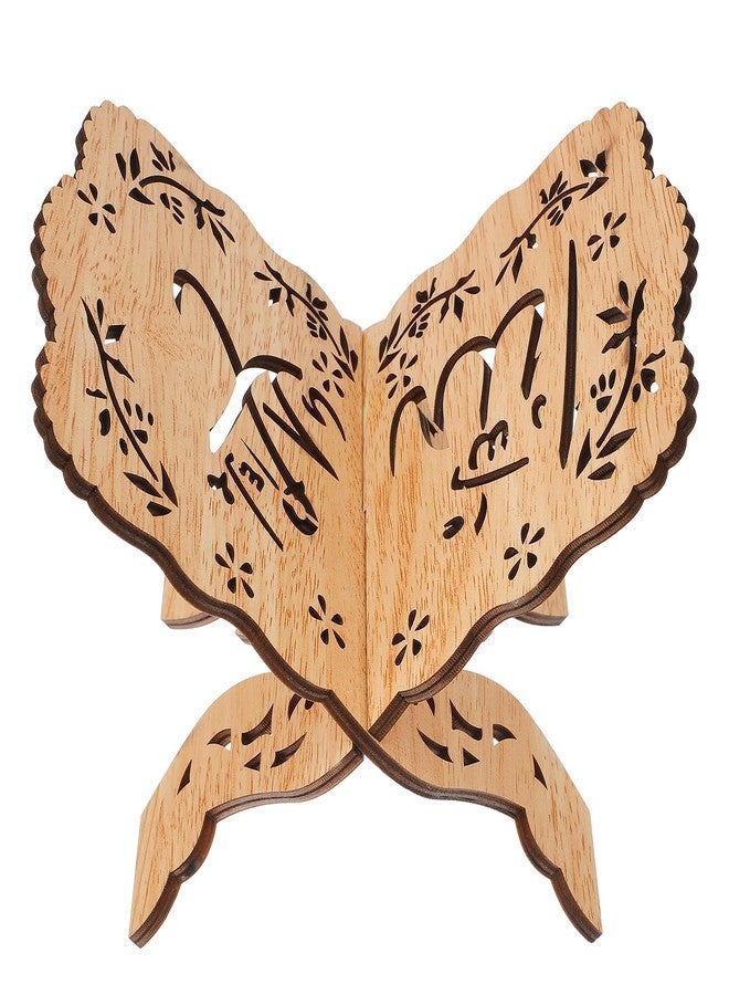 Amosfun Arabic Decor Holder Book Stand, Prayer Book Bible Stand, Wooden Folding Book Stand Holder, Muslim Prayer Reading Book Holder Organizer for Church Eid Party Supplies Books Ornament - Image 1
