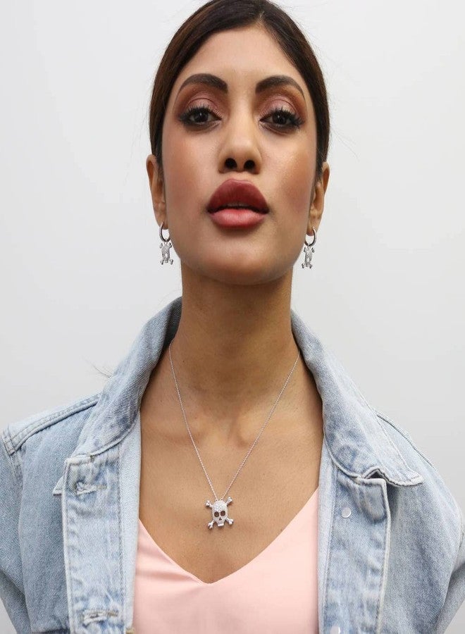 بيركيل أقراط متدلية من الفضة الإسترلينية على شكل جمجمة وعظام للنساء من بيريكل، مرصعة بالزركونيا المكعبة. - Image 5