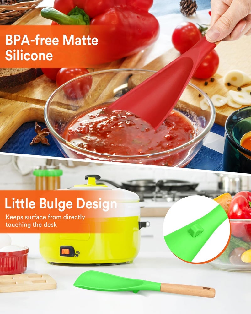 Badiano Cooking Spoon for Nonstick Cookwares, Great for Cooking and Serving Sturdy BPA-Free Matte Silicone, Wood Handle Spoon for Mixing, Scoop, and Scrape (AGR, 11.4 inch) - Image 5