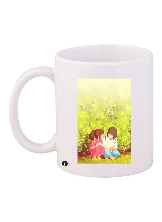 RYN Anime Printed Coffee Mug White/Green/Pink 11ounce