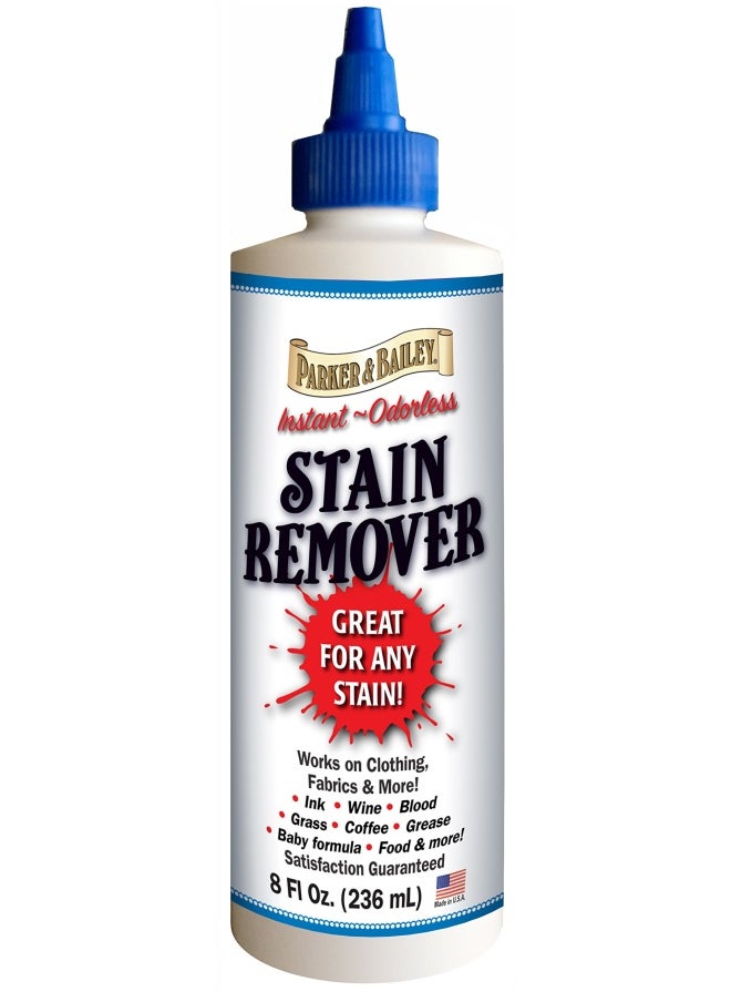 Parker & Bailey Parker And Bailey Liquid Stain Remover - Instant Stain Removal On Laundry Clothing Fabric Ink Grease Blood Grass Coffee Wine Food Carpet Upholstery Spot Cleaner Odor Free Detergent Booster 8Oz  - Image 1