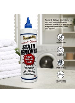 Parker & Bailey Parker And Bailey Liquid Stain Remover - Instant Stain Removal On Laundry Clothing Fabric Ink Grease Blood Grass Coffee Wine Food Carpet Upholstery Spot Cleaner Odor Free Detergent Booster 8Oz  - Image 4