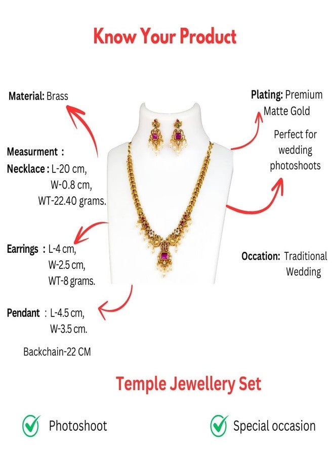 Sasitrends Enchanting Gold Plated Peacock and Floral Pearl Necklace Jewellery Set for Women & Girls - Image 2
