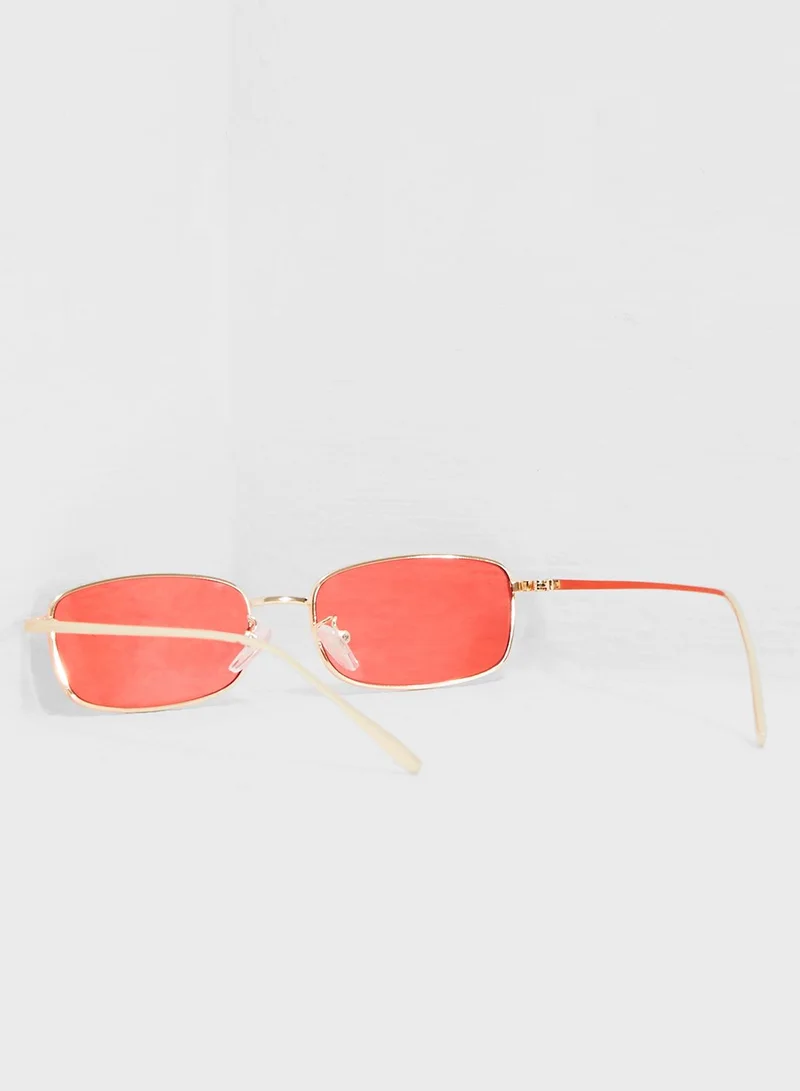 Ginger Rectangle Sunglasses With Red Lens
