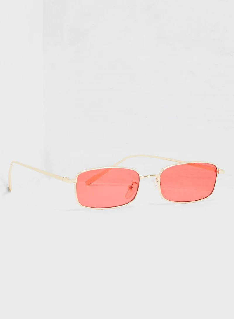 Ginger Rectangle Sunglasses With Red Lens