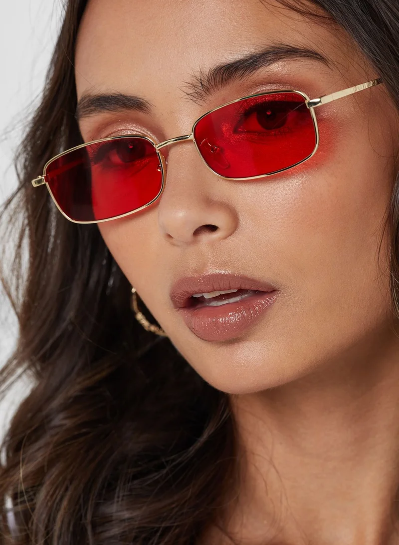 Ginger Rectangle Sunglasses With Red Lens