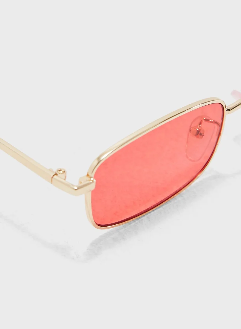 Ginger Rectangle Sunglasses With Red Lens