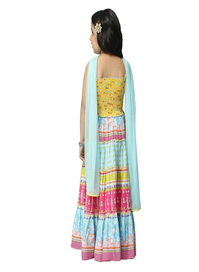 BIBA Girl Cotton Readymade Printed Relaxed Lehenga Set (Kw4503_Yellow_7) - Image 2