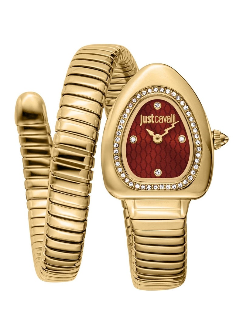 Just Cavalli ساعة نسائية تناظرية كوارتز بسوار من الفولاذ المقاوم للصدأ باللون الذهبي JC1L249M0025 - Image 1
