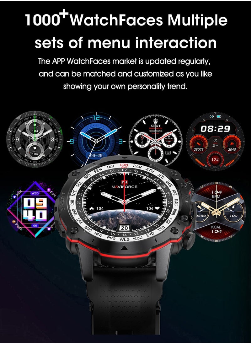 NAVIFORCE - NAVIFORCE NT10 Smart Watch Circular Dial Bluetooth - Black Strap with Silver Dial - Image 1