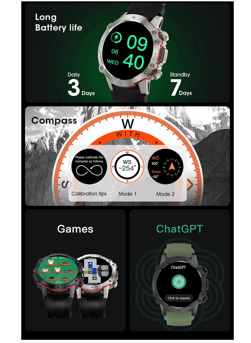 NAVIFORCE - NAVIFORCE NT10 Smart Watch Circular Dial Bluetooth - Black Strap with Silver Dial - Image 1