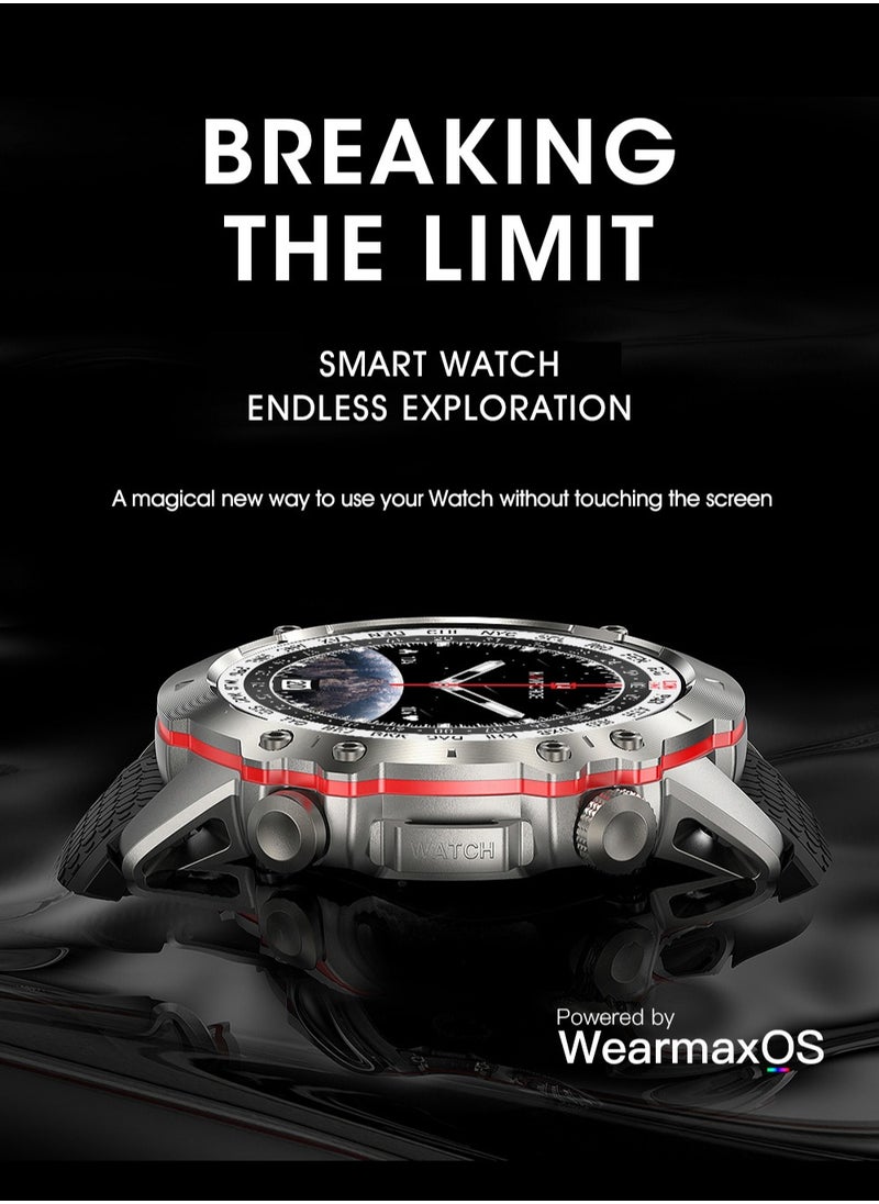 NAVIFORCE - NAVIFORCE NT10 Smart Watch Circular Dial Bluetooth - Black Strap with Silver Dial - Image 1