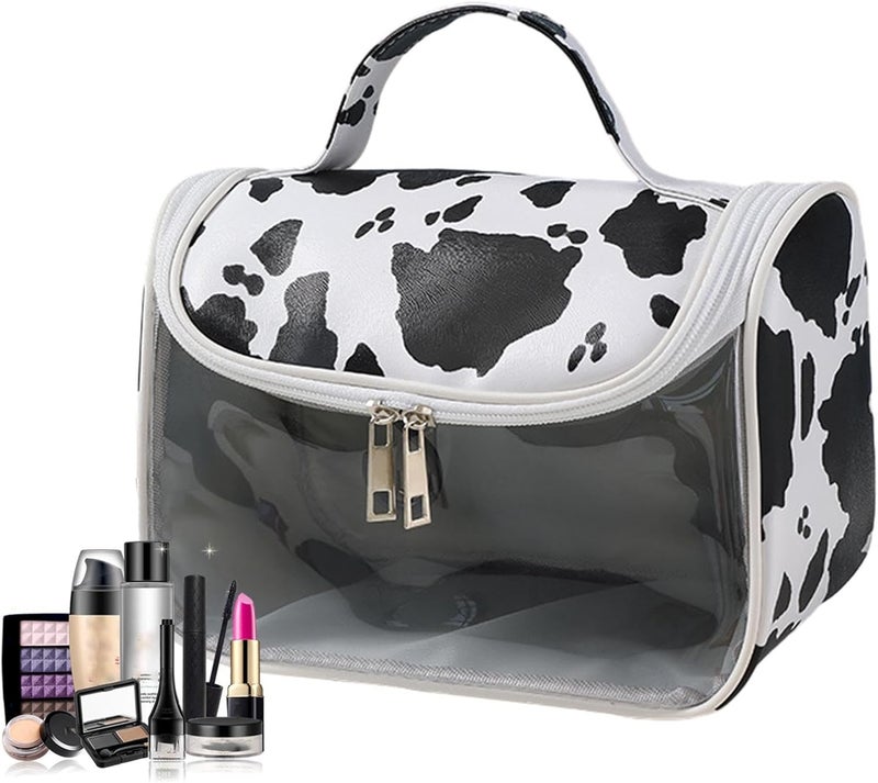 windforgecraft Travel Toiletry Bag,Cow Print Travel Organizer Pouch | Portable Large Capacity Makeup Case Travel Bag with Zipper for Toiletries, Skincare, Shampoo, Zalhin - Image 1