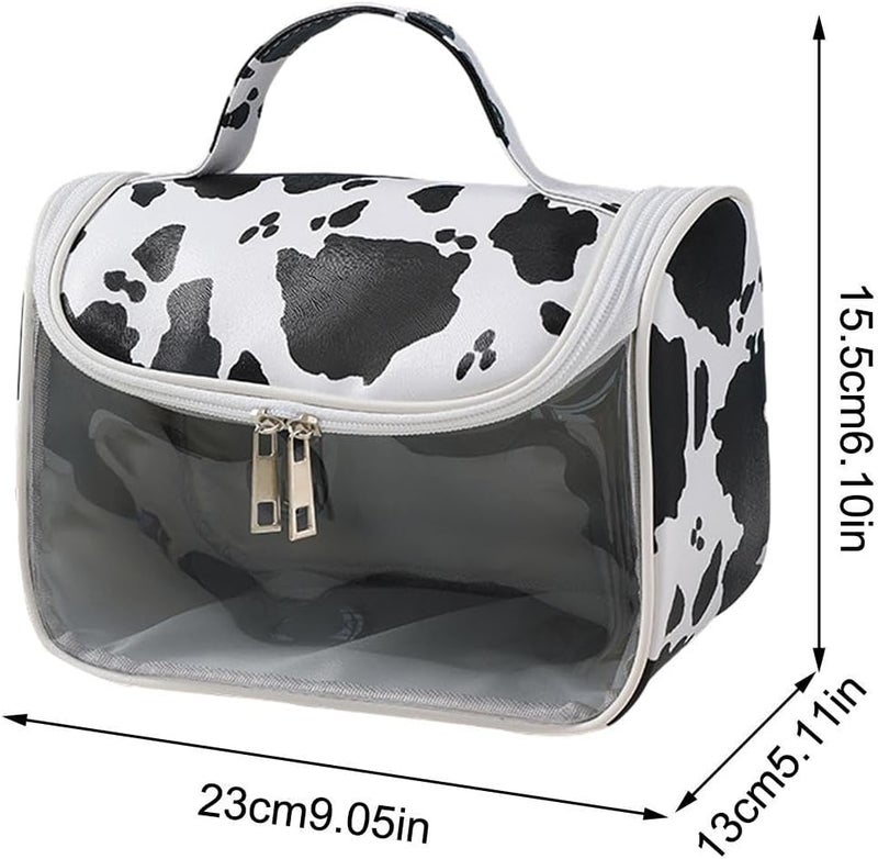 windforgecraft Travel Toiletry Bag,Cow Print Travel Organizer Pouch | Portable Large Capacity Makeup Case Travel Bag with Zipper for Toiletries, Skincare, Shampoo, Zalhin - Image 4
