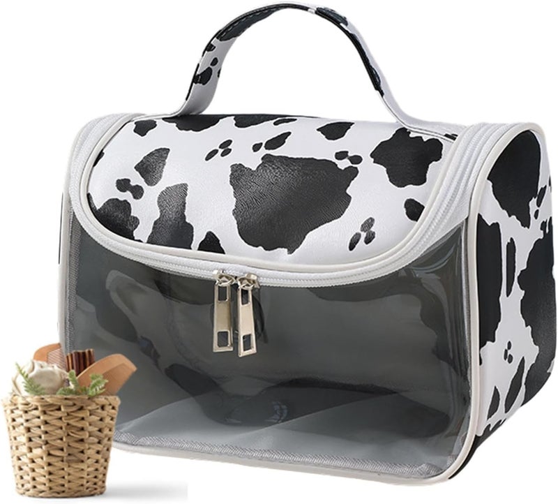 windforgecraft Travel Toiletry Bag,Cow Print Travel Organizer Pouch | Portable Large Capacity Makeup Case Travel Bag with Zipper for Toiletries, Skincare, Shampoo, Zalhin - Image 5