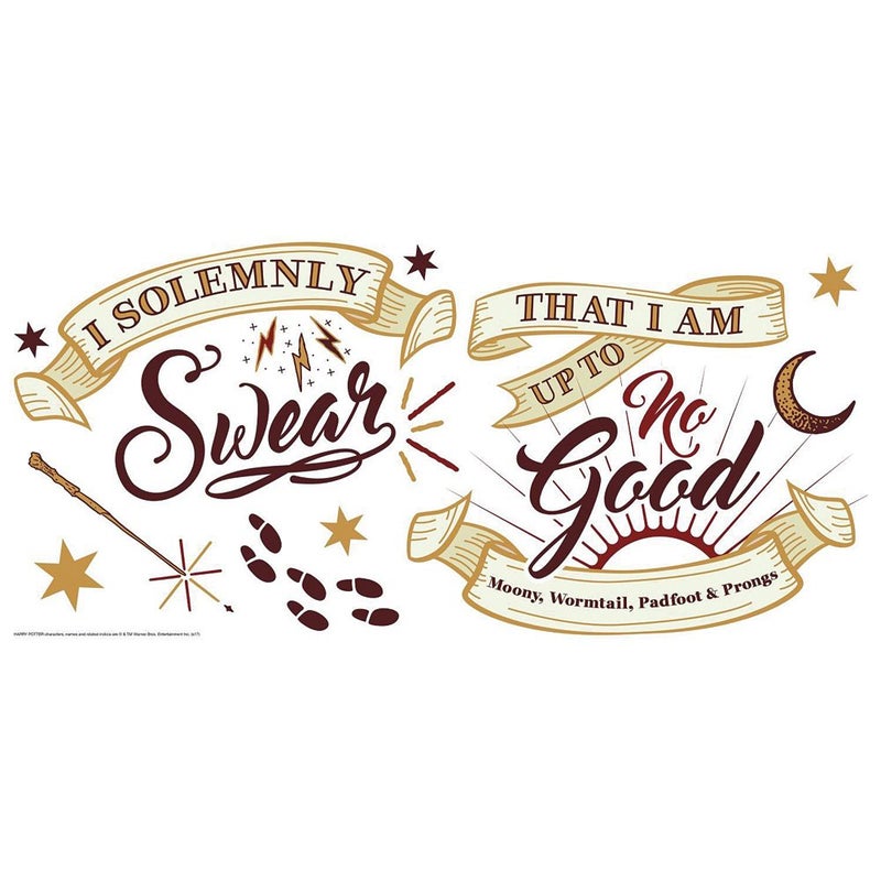 RoomMates RMK3607GM Harry Potter Marauders Map Quote Peel and Stick Giant Wall Decals Brown