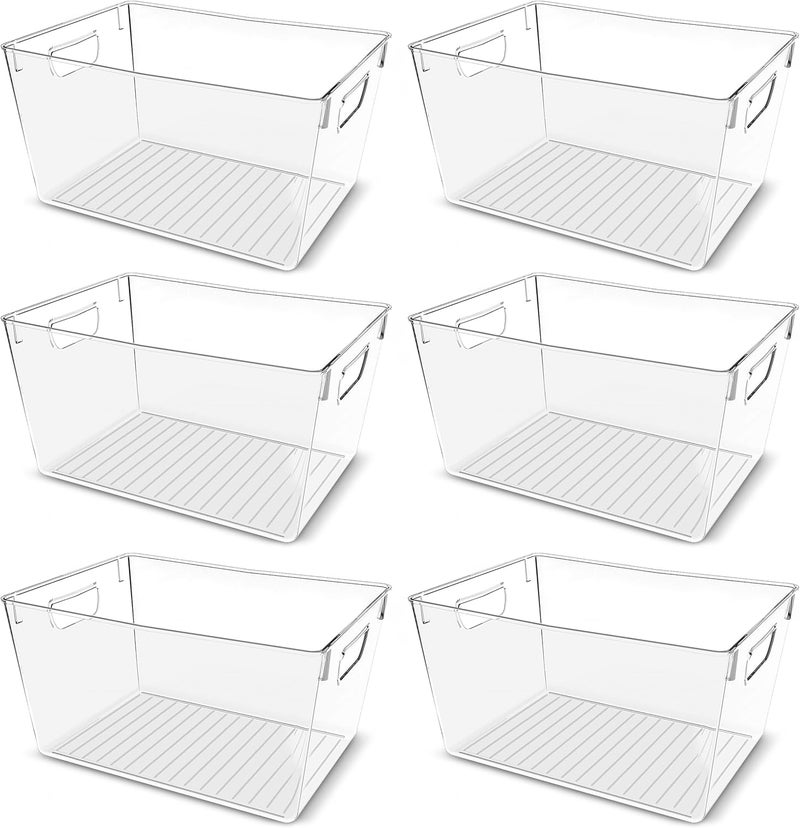Utopia Kitchen Clear Organizer or Storage Bins - 6 Pack Pantry Organizers and Storage Bins - Large Durable Storage Containers With Handles for Organizing Fridge, Kitchen Organization - Image 1