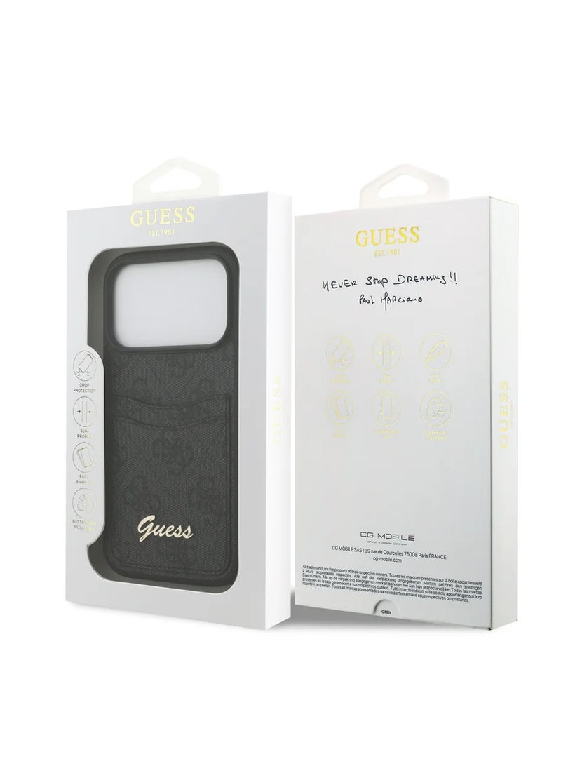 GUESS Guess PU Case with Card Slot & Script Metal Logo for iPhone 17 Pro Max, Lightweight Design, Comfortable Grip, Easy Snap-On, Sustainable Packaging, Slim Profile - Black - Image 4