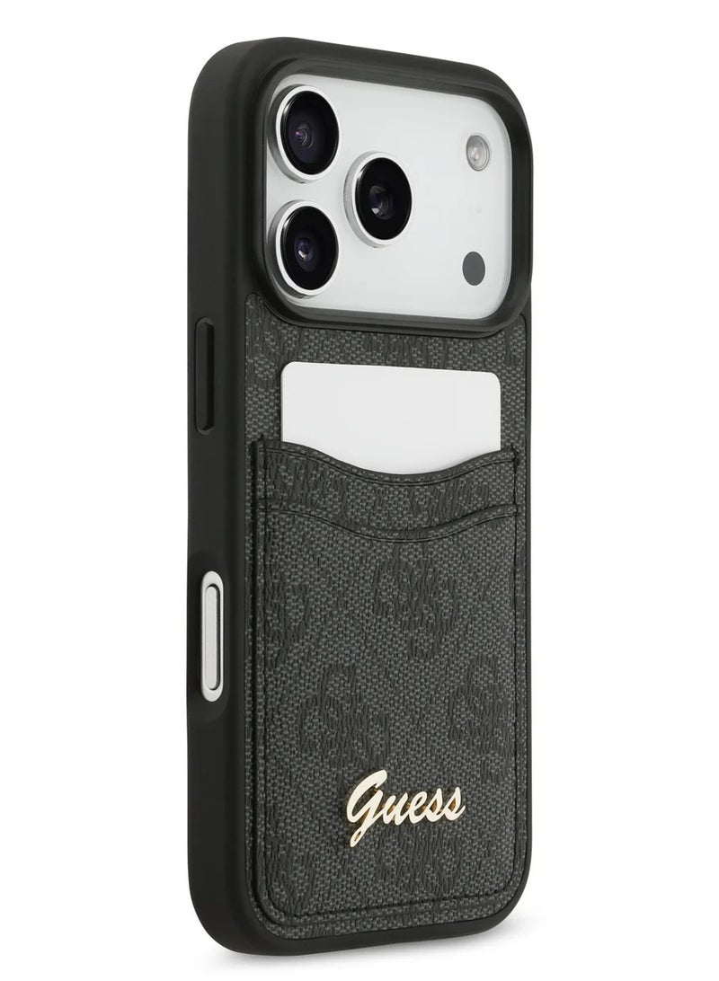GUESS Guess PU Case with Card Slot & Script Metal Logo for iPhone 17 Pro Max, Lightweight Design, Comfortable Grip, Easy Snap-On, Sustainable Packaging, Slim Profile - Black - Image 1
