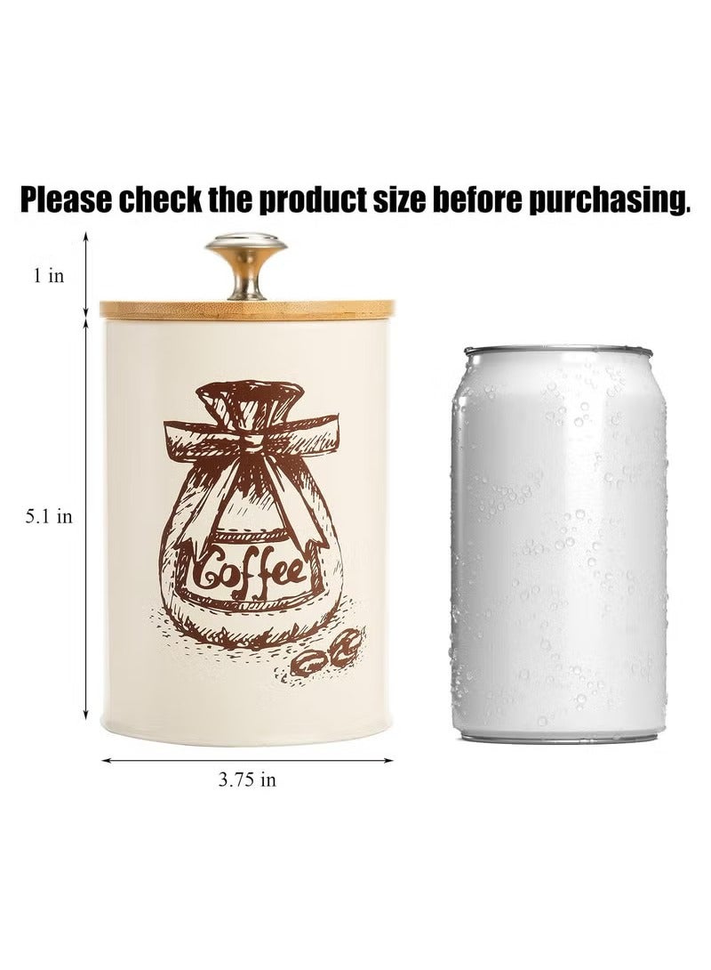 عربست أطقم علب لطاولة المطبخ، طقم علب مطبخ معدني عتيق من 3 علب، طقم علب شاي وسكر وقهوة وعلبة تخزين طعام بغطاء من الخيزران، ديكور مطبخ مزرعة، بيج - Image 3