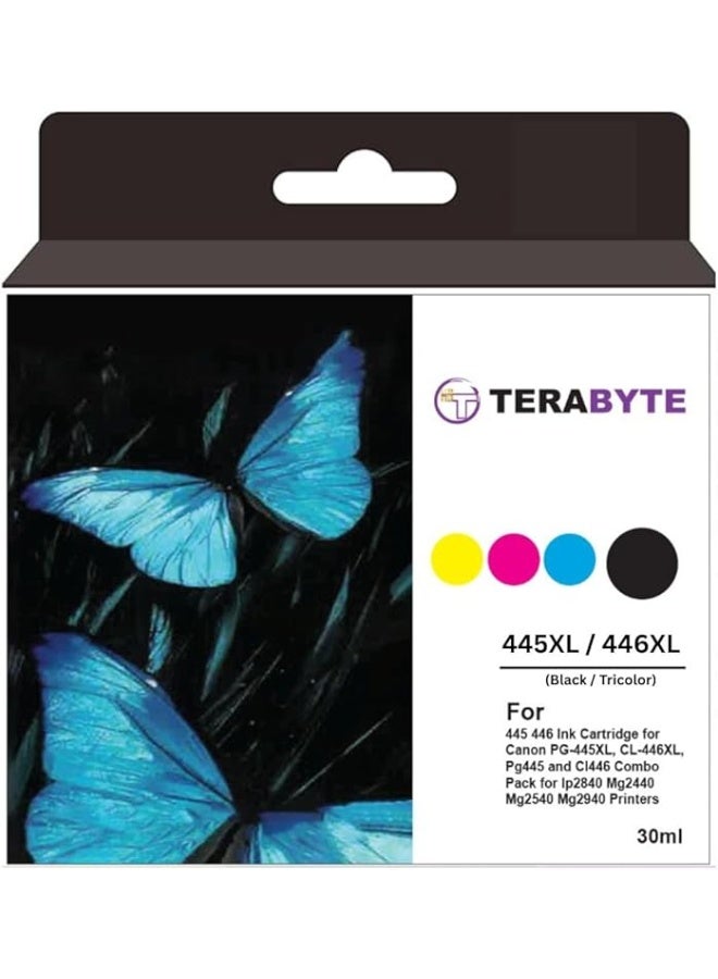 Terabyte 445XL 446XL Ink Cartridge Compatible with Canon Printers, Black and Tri-Color, 30ml, 1200 Page Yield, Smart Chip Technology, for MG2440 MG2545S MG2940 MX494 TR4540 IP2840 - Image 2