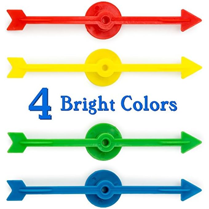 Brybelly 12-pack of Arrow Game Spinners in 4 Rainbow Colors, 3 Arrows Per Color - Assorted Set of 4-inch Plastic Spinner Game Pieces for DIY Board Games, Replacement Pieces, Projects & Classroom Activities - Image 4