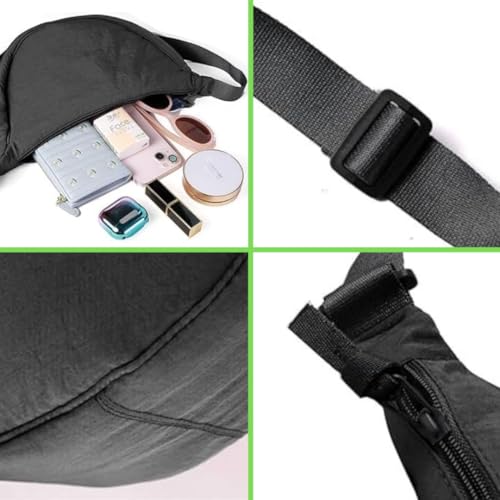 Tressential Nylon Half Moon Shape Crossbody Bag for Women Men | Lightweight Travel Crescent Shape Chest Bag | Sling Bag (Black) - Image 5