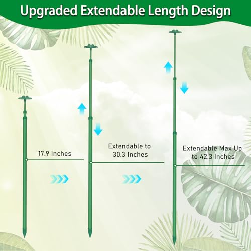 BOVITRO Extendable Plant Stakes, Length Scalable from 17.9IN to 42.3IN Plant Support Stake, Orchid Sticks with Clips for Indoor Outdoor,Garden Stakes for Plant,Tomato,Vegetables,Monstera,Vine - 5Pack - Image 4